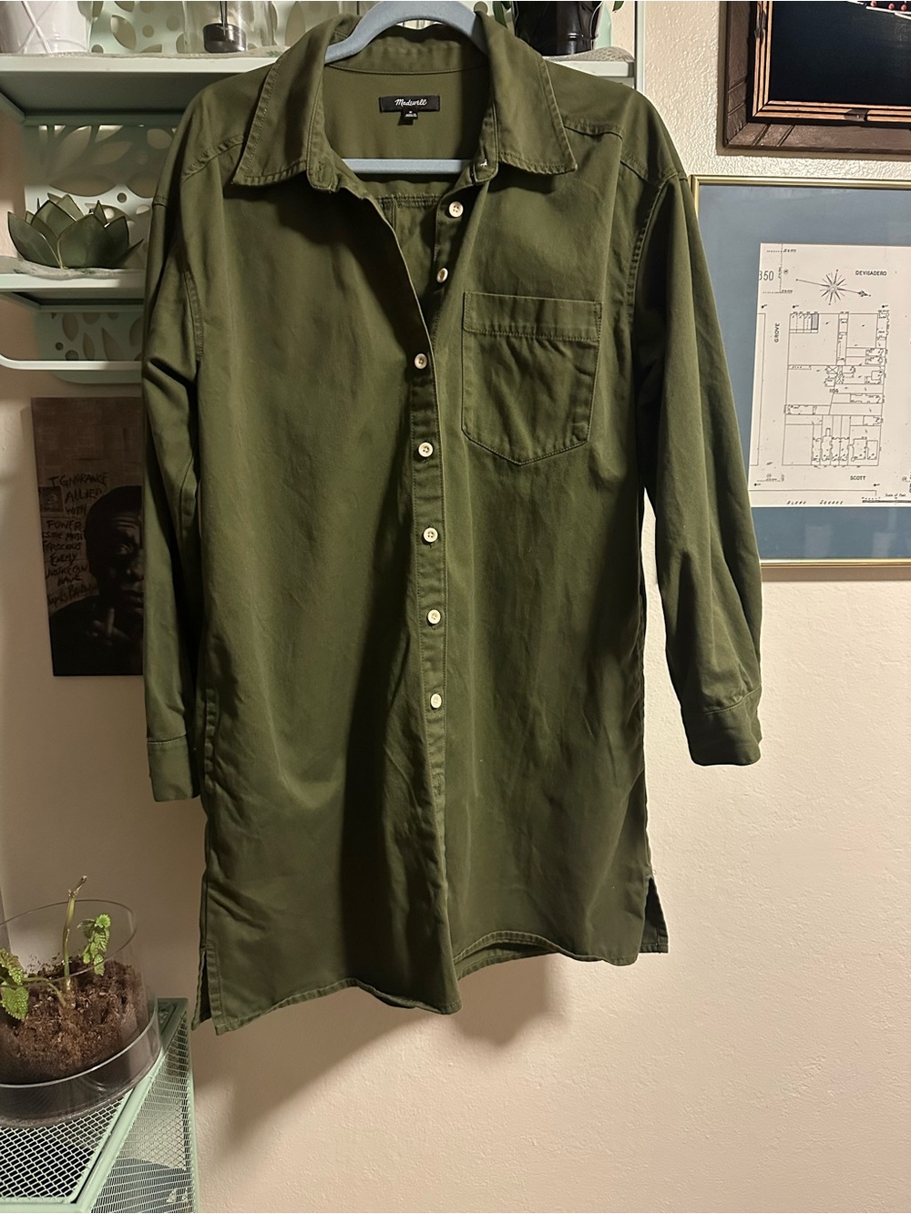 Madewell Olive Green Shirt Dress